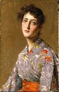 William Merrit Chase Girl in a Japanese Costume USA oil painting artist